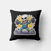 “Cute Cartoon Skeleton Weightlifter • Funny Gym Ba クッション (裏面)
