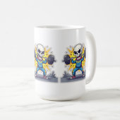 “Cute Cartoon Skeleton Weightlifter • Funny Gym Ba コーヒーマグカップ (正面右)