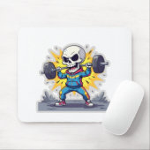 “Cute Cartoon Skeleton Weightlifter • Funny Gym Ba マウスパッド (マウス)