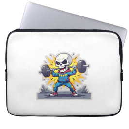 “Cute Cartoon Skeleton Weightlifter • Funny Gym Ba ラップトップスリーブ