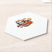 Cute Cartoon Sloth with Pumpkin - Autumn Season Ov ペーパーコースター (アングル)