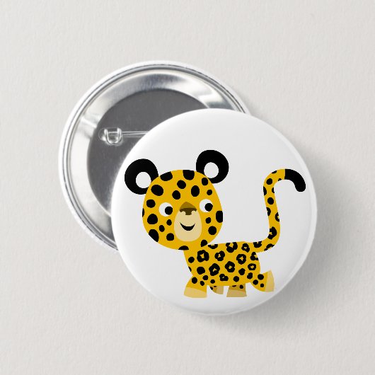 Cute Cartoon Smiling Leopard Button Badge 缶バッジ (正面&裏面)
