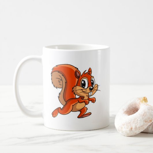 Cute Cartoon Squirrel Coffee Mug コーヒーマグカップ (ドーナツ)