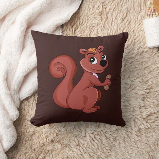 Cute cartoon squirrel with a peanut クッション (ブランケット)