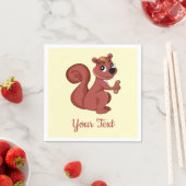 Cute cartoon squirrel with a peanut  napkins スタンダードカクテルナプキン (インサイチュ)