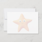 Cute Cartoon Starfish Blue Ocean Lined Monogram ノートカード (裏面)