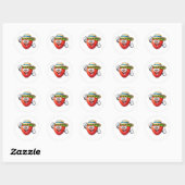 Cute Cartoon Strawberry With Hat Sticker ラウンドシール (シート)