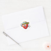 Cute Cartoon Strawberry With Hat Sticker ラウンドシール (封筒)
