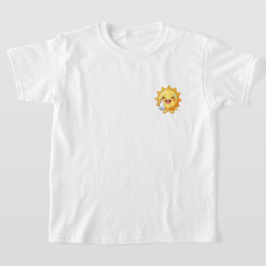 Cute Cartoon Sun Character Wiping Sweat Tシャツ (レイダウン)
