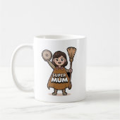 Cute Cartoon Super Mum Personalized Mug コーヒーマグカップ (左)