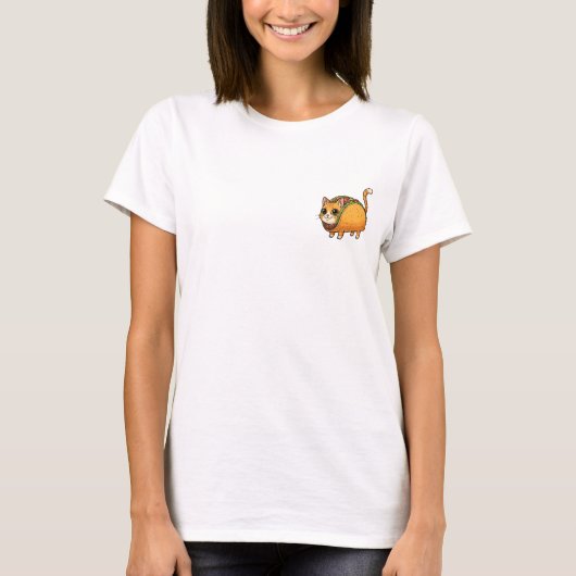 Cute Cartoon Taco Cat Hybrid Illustration Tシャツ (正面)