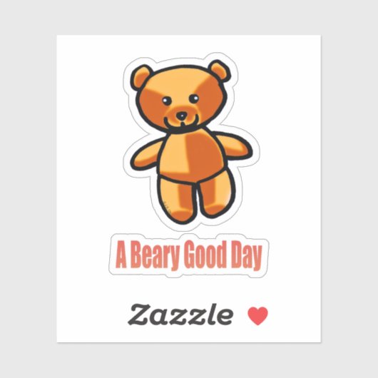 Cute Cartoon Teddy Bear Pun Illustration シール (シート)