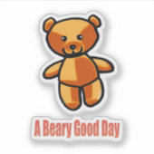 Cute Cartoon Teddy Bear Pun Illustration シール (正面)