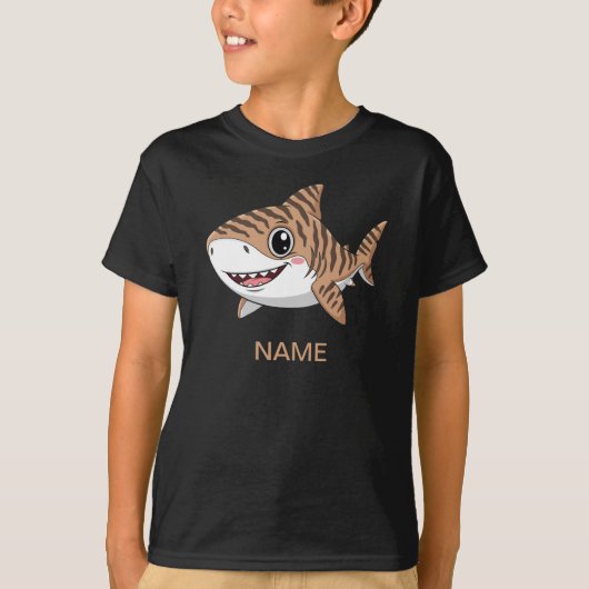 Cute Cartoon Tiger Shark Baby Bodysuit Tシャツ (正面)