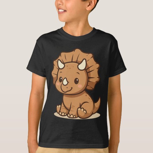Cute Cartoon Triceratops Kids' T-Shirt  Tシャツ (正面)