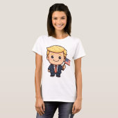Cute Cartoon Trump T-Shirt | Patriotic American Fl Tシャツ (正面フル)