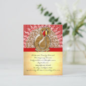 Cute Cartoon Turkey Damask Pattern 招待状 (スタンド正面)