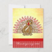 Cute Cartoon Turkey Damask Pattern 招待状 (裏面)