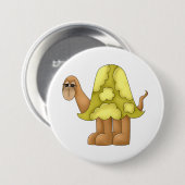 Cute Cartoon Turtle with Puffy Green Shell 缶バッジ (正面&裏面)