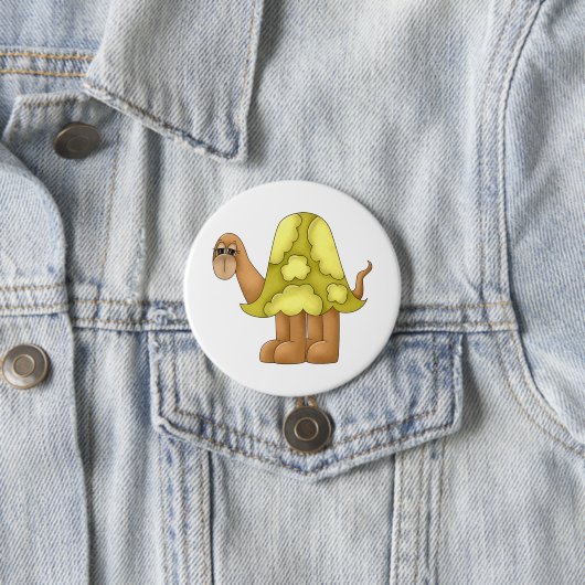 Cute Cartoon Turtle with Puffy Green Shell 缶バッジ (インサイチュ)
