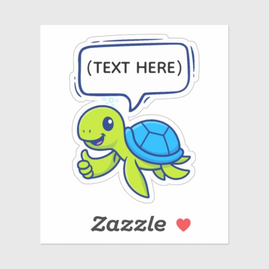 Cute Cartoon Turtle with Speech Bubble シール (シート)