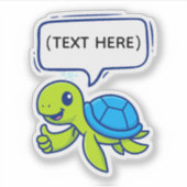 Cute Cartoon Turtle with Speech Bubble シール (正面)