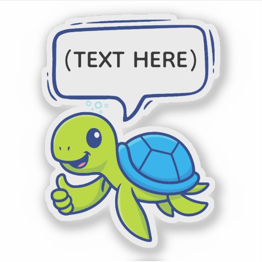 Cute Cartoon Turtle with Speech Bubble シール (正面)