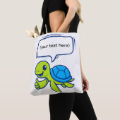 Cute Cartoon Turtle with Speech Bubble トートバッグ (クローズアップ)