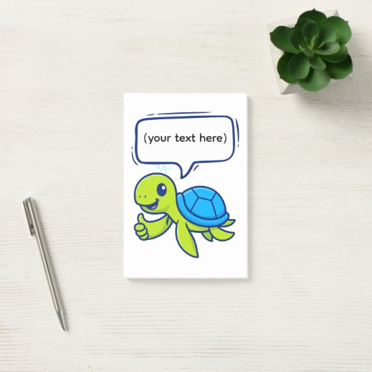 Cute Cartoon Turtle with Speech Bubble ポストイット (オフィス)