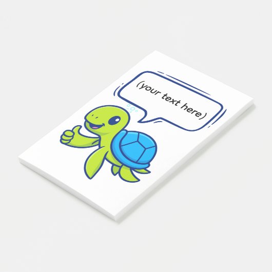 Cute Cartoon Turtle with Speech Bubble ポストイット (アングル)