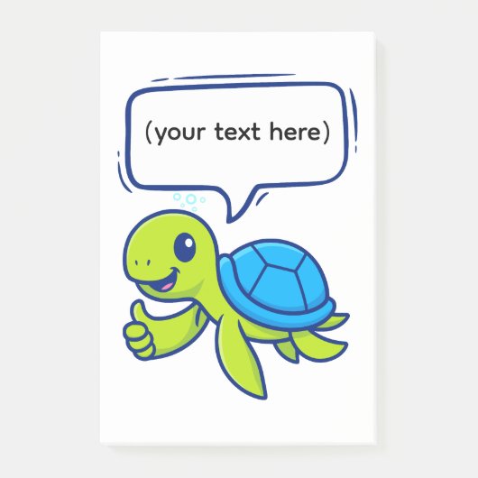 Cute Cartoon Turtle with Speech Bubble ポストイット (正面)