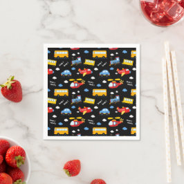 Cute Cartoon Vehicles Pattern  スタンダードカクテルナプキン