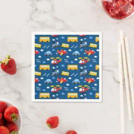 Cute Cartoon Vehicles Pattern  スタンダードカクテルナプキン