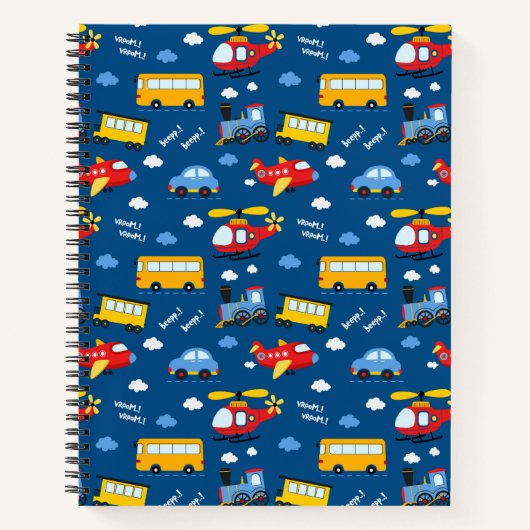 Cute Cartoon Vehicles Pattern  ノートブック (正面)