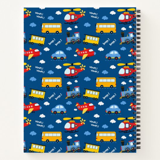 Cute Cartoon Vehicles Pattern  ノートブック (裏面)