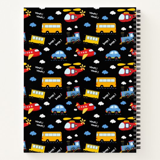 Cute Cartoon Vehicles Pattern  ノートブック (裏面)