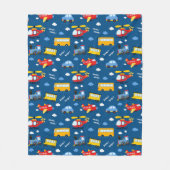 Cute Cartoon Vehicles Pattern  フリースブランケット (正面)