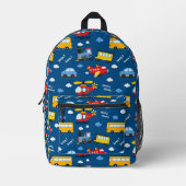 Cute Cartoon Vehicles Pattern  プリントバックパック (正面)