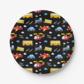 Cute Cartoon Vehicles Pattern  ペーパープレート (正面)