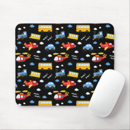Cute Cartoon Vehicles Pattern  マウスパッド