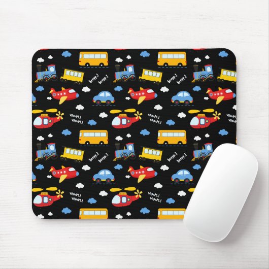 Cute Cartoon Vehicles Pattern  マウスパッド (マウス)