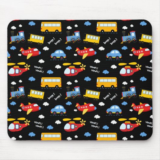 Cute Cartoon Vehicles Pattern  マウスパッド (正面)