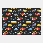 Cute Cartoon Vehicles Pattern  ラッピングペーパーシート (正面2)