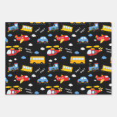 Cute Cartoon Vehicles Pattern  ラッピングペーパーシート (正面)