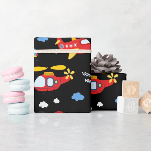 Cute Cartoon Vehicles Pattern ラッピングペーパー (ベビーシャワー)