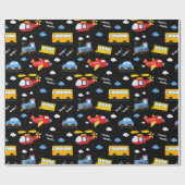 Cute Cartoon Vehicles Pattern ラッピングペーパー (フラット)