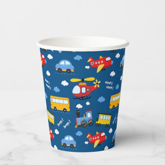 Cute Cartoon Vehicles Pattern  紙コップ (裏面)