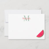 Cute Cartoon Watermelon Personalized Monogram ノートカード (正面)