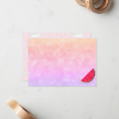 Cute Cartoon Watermelon Watercolor Custom Blank ノートカード (正面/裏面インサイチュ)