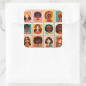 Cute cartoon women of colour sticker スクエアシール (バッグ)